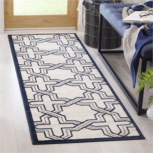 Pemberly Row Polypropylene Ivory Indoor Outdoor Rug - Runner 2'3&quot x 7'