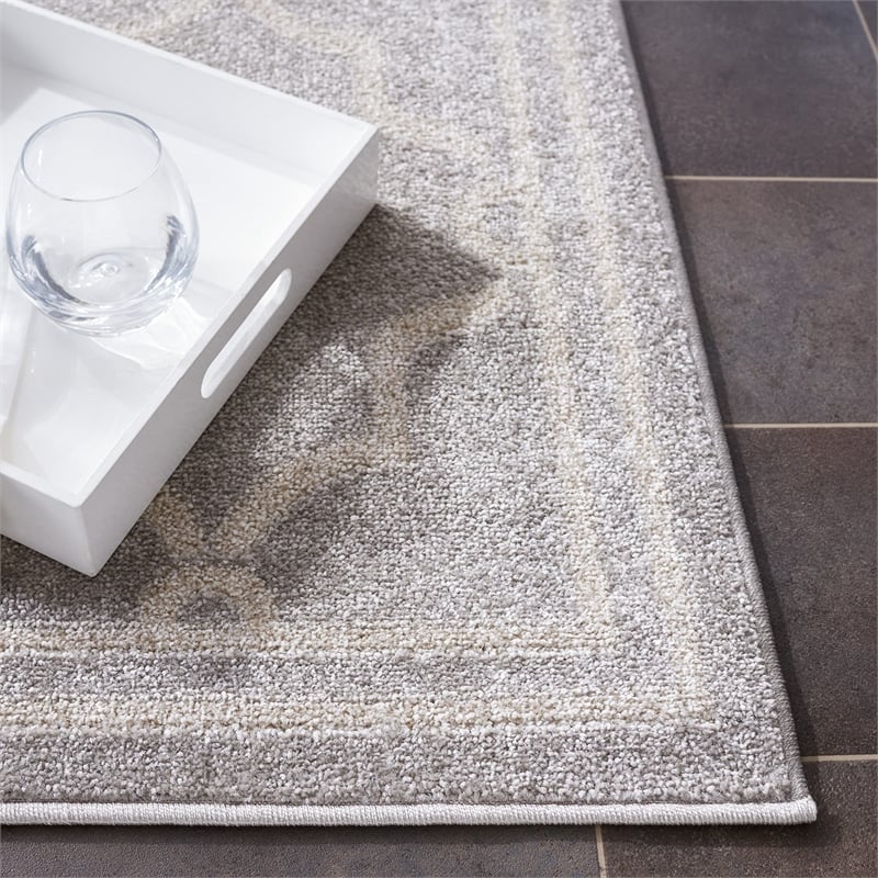 Pemberly Row Polypropylene Light Grey Indoor Outdoor Rug - 3' x 5'