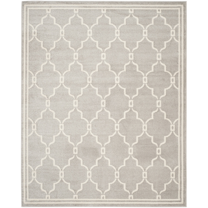 Pemberly Row Polypropylene Light Grey Indoor Outdoor Rug - 6' x 9'