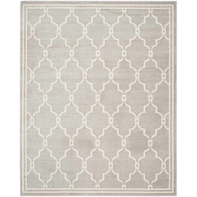 Pemberly Row Polypropylene Light Grey Indoor Outdoor Rug - 11' x 16'