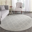 Pemberly Row Polypropylene Light Grey Indoor Outdoor Rug - Round 7'