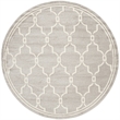 Pemberly Row Polypropylene Light Grey Indoor Outdoor Rug - Round 7'