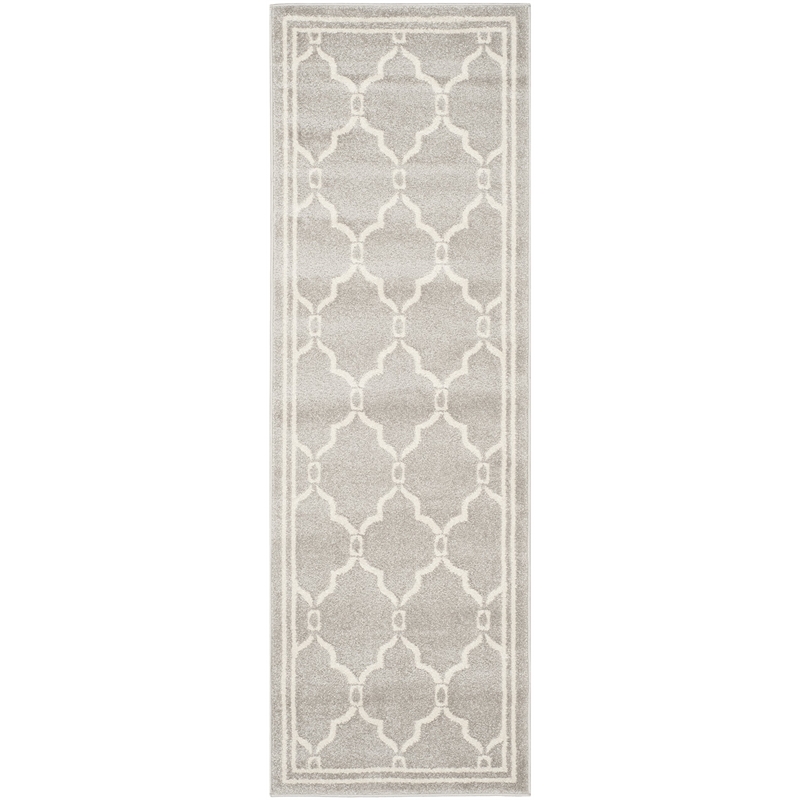 Pemberly Row Polypropylene Light Grey Indoor Outdoor Rug - Runner 2'3