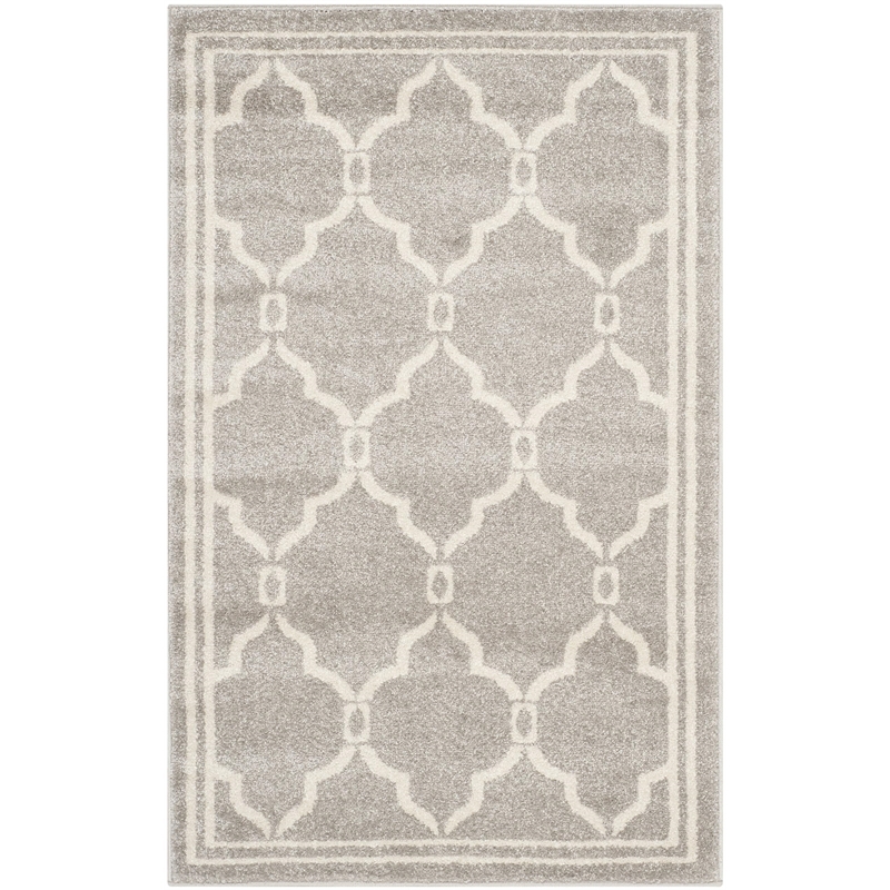 Pemberly Row Polypropylene Light Grey Indoor Outdoor Rug - Runner 2'6