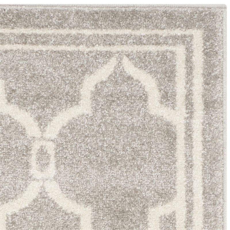 Pemberly Row Polypropylene Light Grey Indoor Outdoor Rug - Runner 2'6