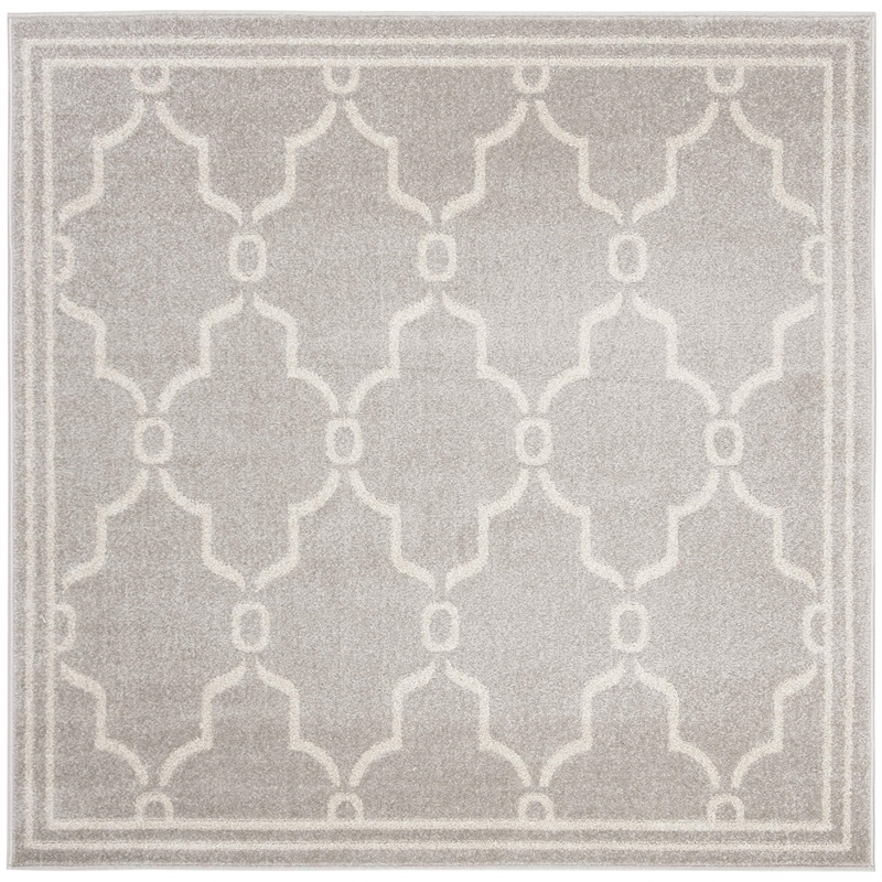 Pemberly Row Polypropylene Light Grey Indoor Outdoor Rug - Square 7'