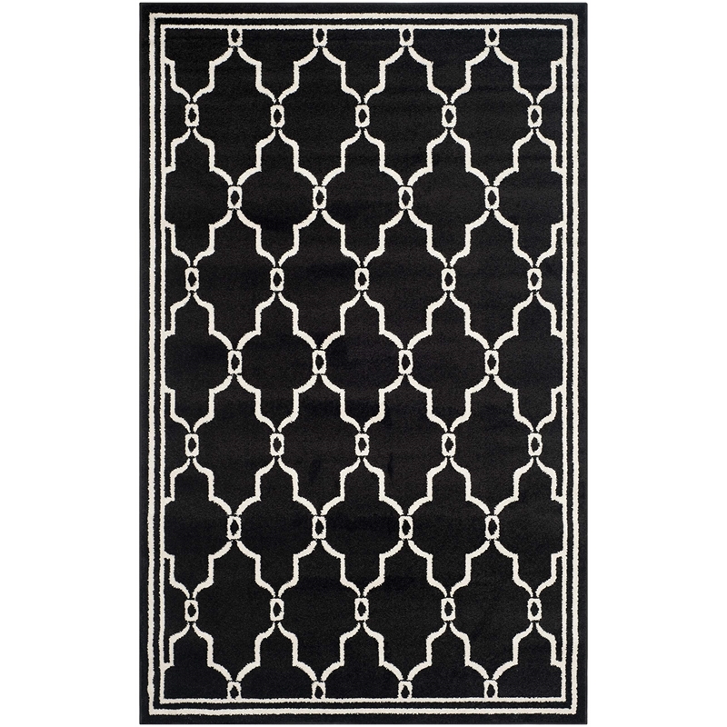 Pemberly Row Polypropylene Anthracite Indoor Outdoor Rug - 5' x 8'