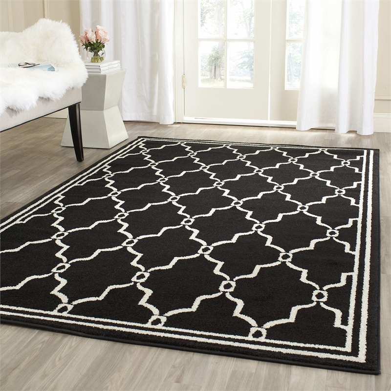 Pemberly Row Polypropylene Anthracite Indoor Outdoor Rug - 8' x 10'