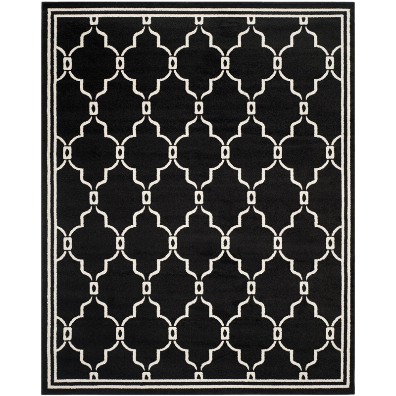 Pemberly Row Polypropylene Anthracite Indoor Outdoor Rug - 9' x 12'