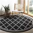 Pemberly Row Polypropylene Anthracite Indoor Outdoor Rug - Round 7'