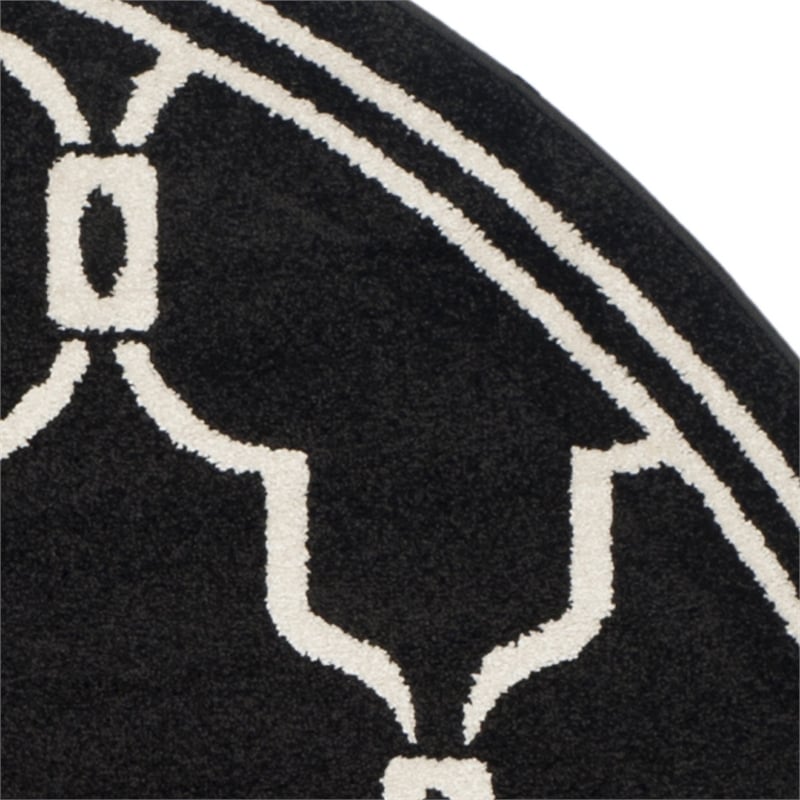 Pemberly Row Polypropylene Anthracite Indoor Outdoor Rug - Round 7'