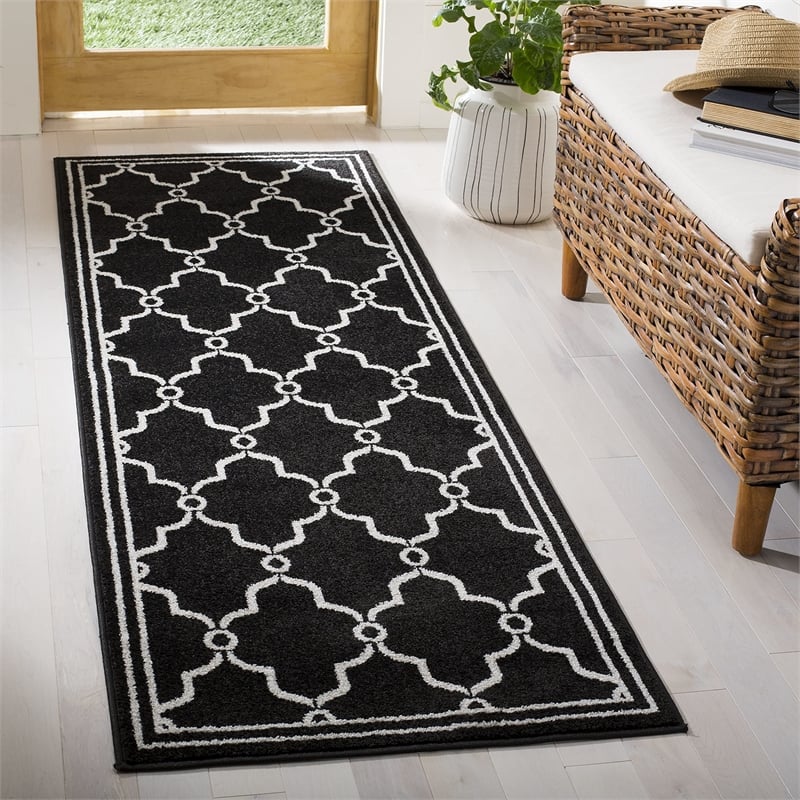 Pemberly Row Polypropylene Anthracite Indoor Outdoor Rug - Runner 2'3