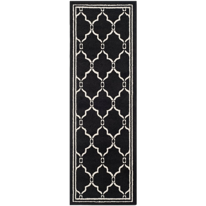 Pemberly Row Polypropylene Anthracite Indoor Outdoor Rug - Runner 2'3