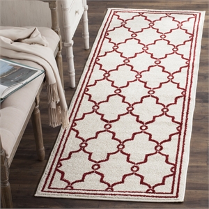Pemberly Row Polypropylene Ivory Indoor Outdoor Rug - Runner 2'3&quot x 7'