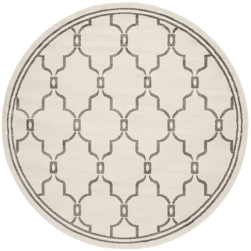 Pemberly Row Polypropylene Ivory Indoor Outdoor Rug - Round 7'