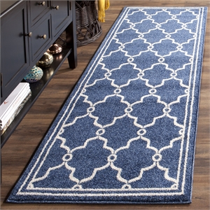 Pemberly Row Polypropylene Navy Indoor Outdoor Rug - 2'3&quot x 7'