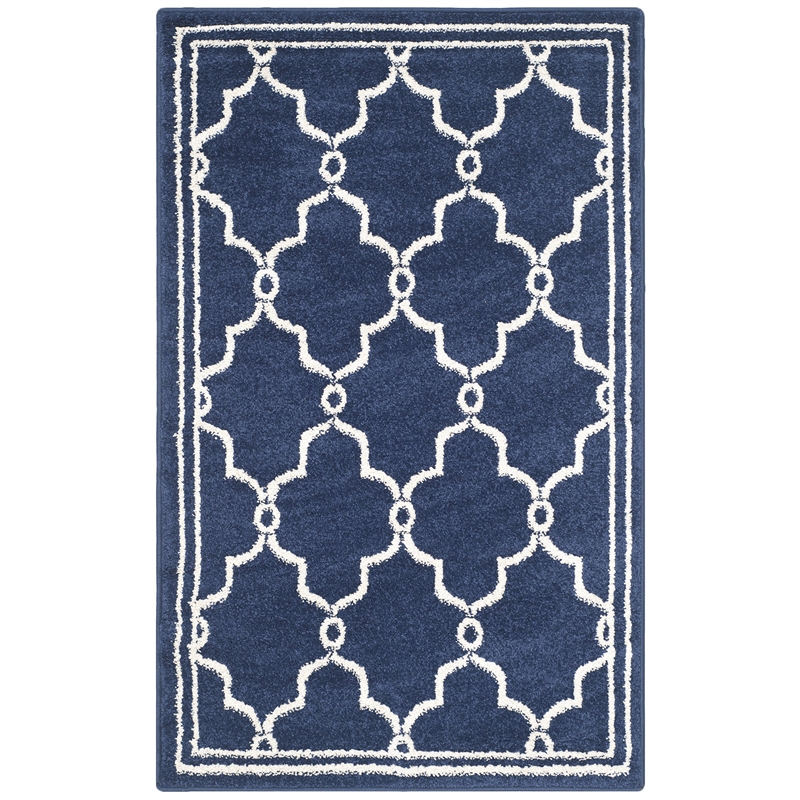Pemberly Row Polypropylene Navy Indoor Outdoor Rug - 2'6