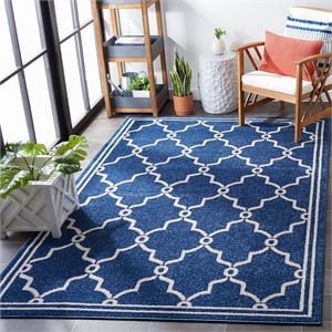 Pemberly Row Polypropylene Navy Indoor Outdoor Rug - 6' x 9'