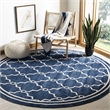 Pemberly Row Polypropylene Navy Indoor Outdoor Rug - Round 7'