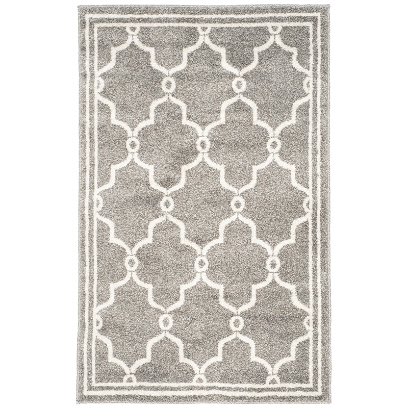Pemberly Row Polypropylene Dark Grey Indoor Outdoor Rug - 2'6