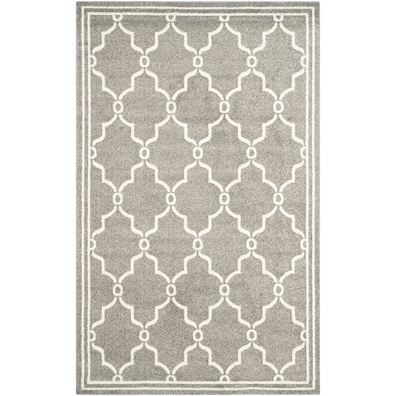 Pemberly Row Polypropylene Dark Grey Indoor Outdoor Rug - 5' x 8'
