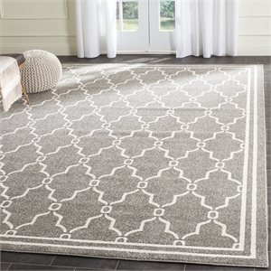 Pemberly Row Polypropylene Dark Grey Indoor Outdoor Rug - 9' x 12'