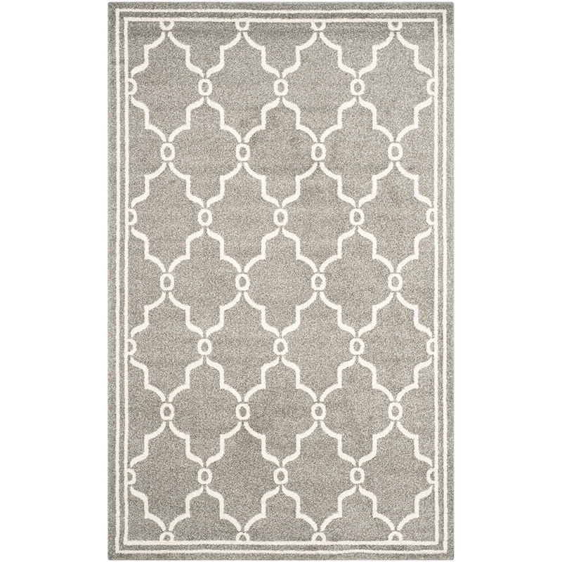 Pemberly Row Polypropylene Dark Grey Indoor Outdoor Rug - Square 7'