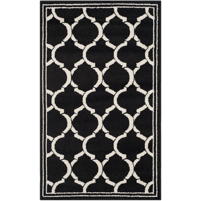 Pemberly Row Polypropylene Anthracite Indoor Outdoor Rug - 3' x 5'