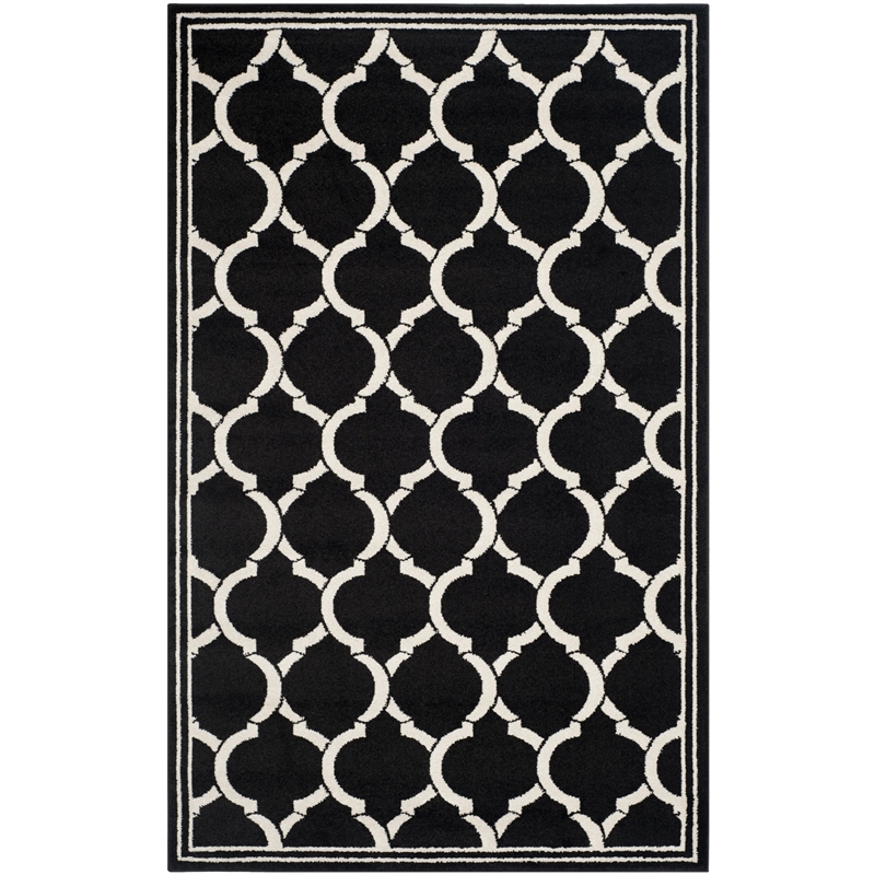 Pemberly Row Polypropylene Anthracite Indoor Outdoor Rug - 5' x 8'