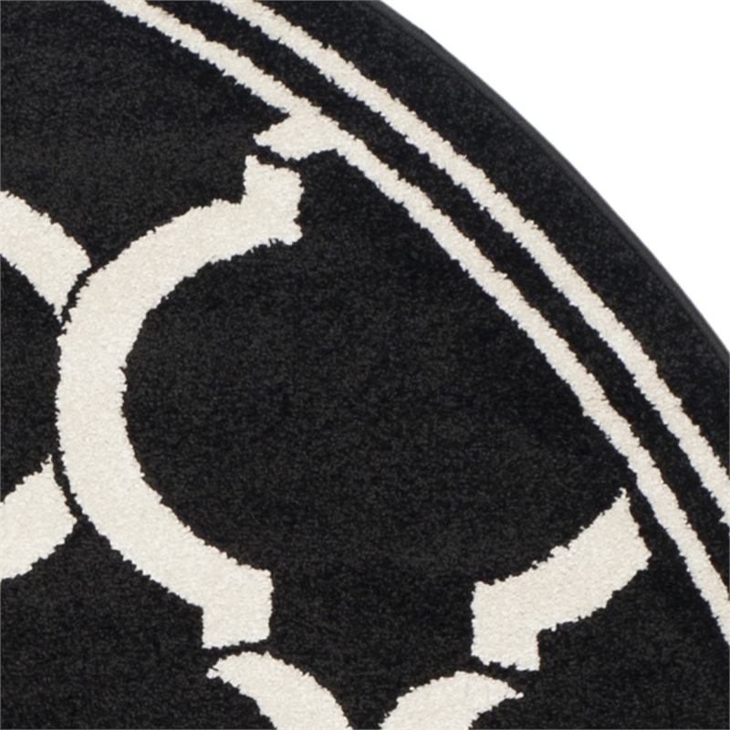 Pemberly Row Polypropylene Anthracite Indoor Outdoor Rug - Round 7'