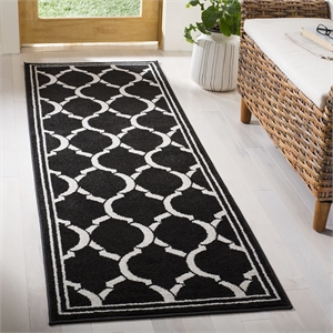 Pemberly Row Polypropylene Anthracite Indoor Outdoor Rug - Runner 2'3&quot x 7'