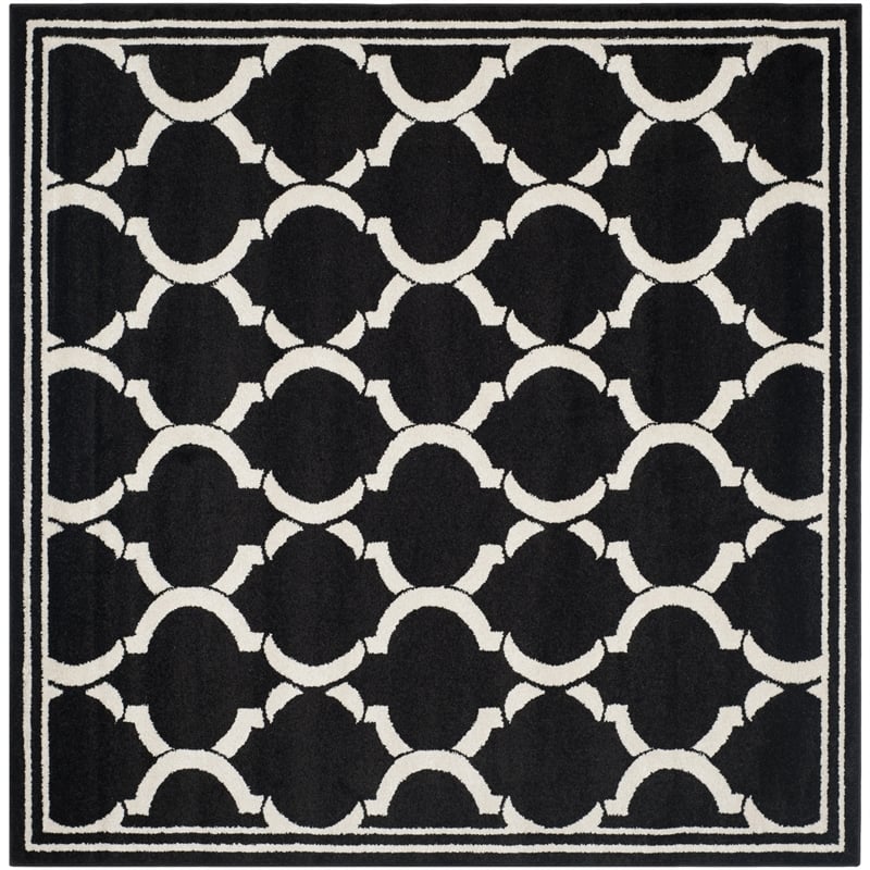 Pemberly Row Polypropylene Anthracite Indoor Outdoor Rug - Square 7'