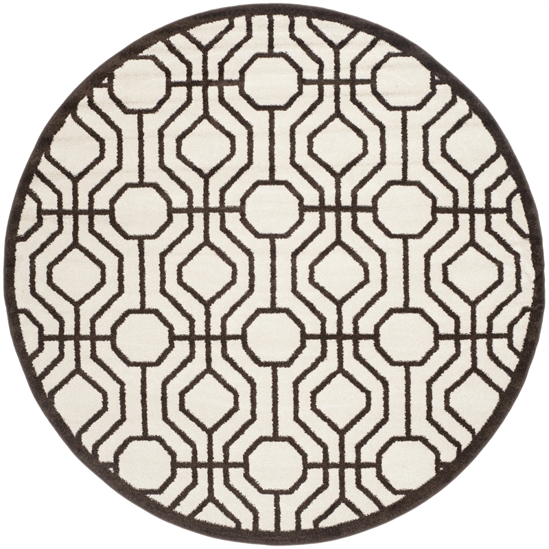 Pemberly Row Polypropylene Ivory Indoor Outdoor Rug - Round 7'