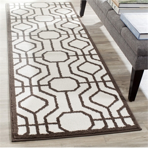 Pemberly Row Polypropylene Ivory Indoor Outdoor Rug - Runner 2'3&quot x 7'