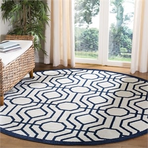 Pemberly Row Polypropylene Ivory Indoor Outdoor Rug - Round 7'