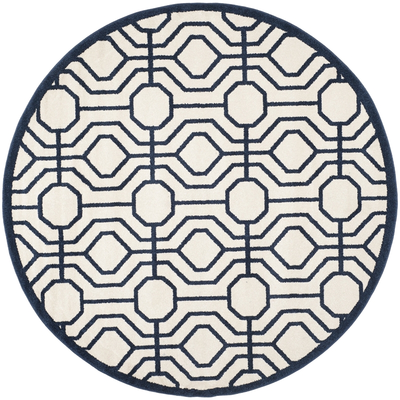 Pemberly Row Polypropylene Ivory Indoor Outdoor Rug - Round 7'