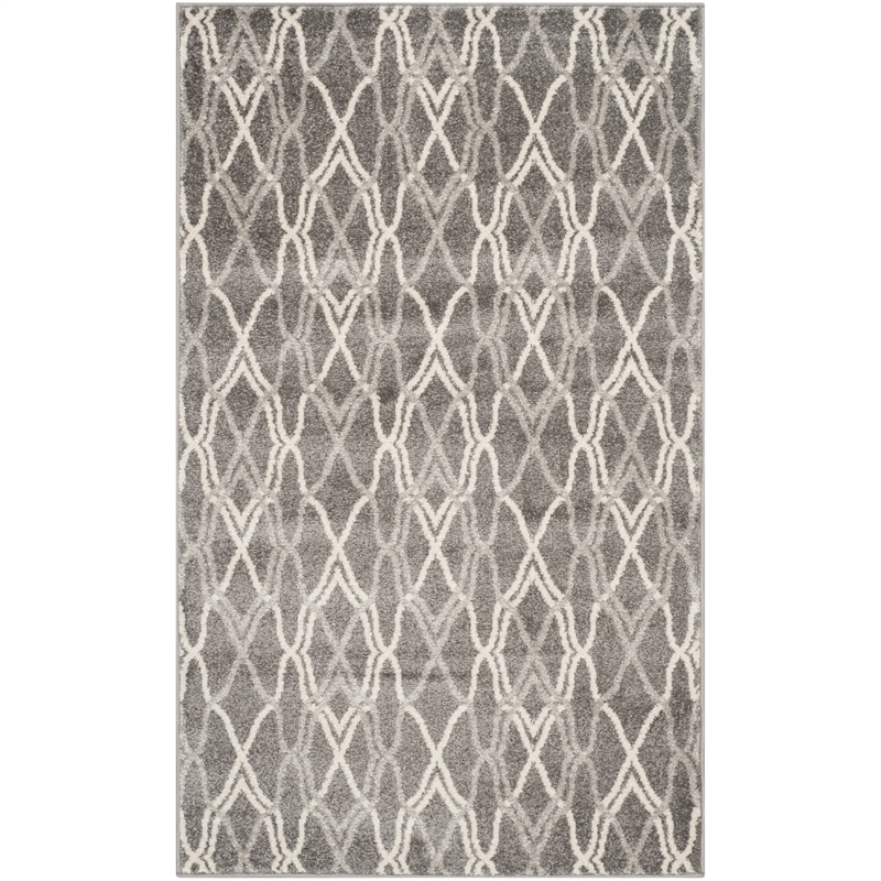 Pemberly Row Polypropylene Grey Indoor Outdoor Rug - 3' x 5'