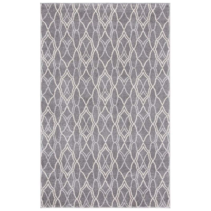 Pemberly Row Polypropylene Grey Indoor Outdoor Rug - 6' x 9'