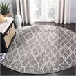 Pemberly Row Polypropylene Grey Indoor Outdoor Rug - Round 7'