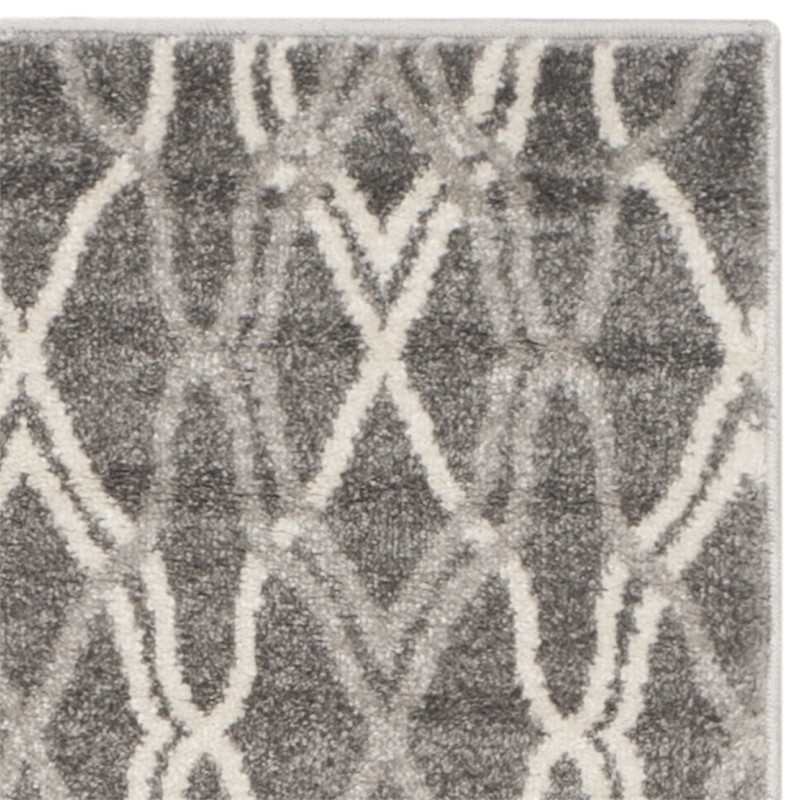 Pemberly Row Polypropylene Grey Indoor Outdoor Rug - Runner 2'3