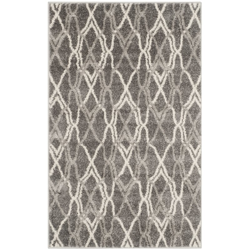 Pemberly Row Polypropylene Grey Indoor Outdoor Rug - Runner 2'6