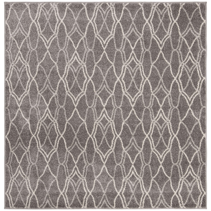 Pemberly Row Polypropylene Grey Indoor Outdoor Rug - Square 5'