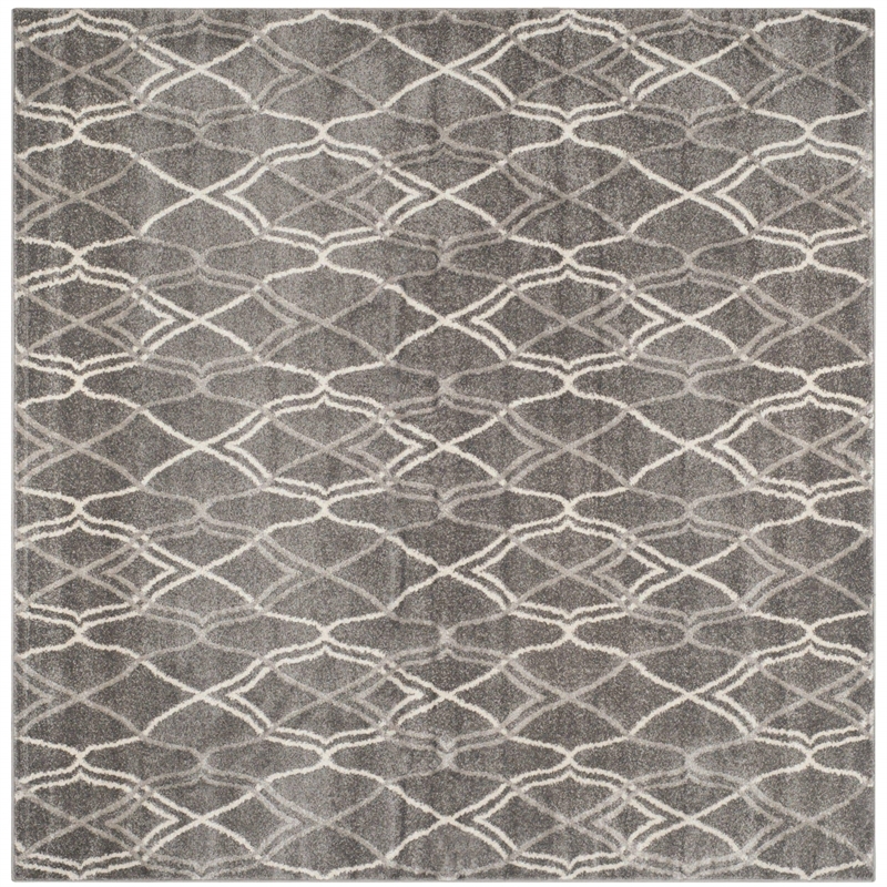Pemberly Row Polypropylene Grey Indoor Outdoor Rug - Square 7'