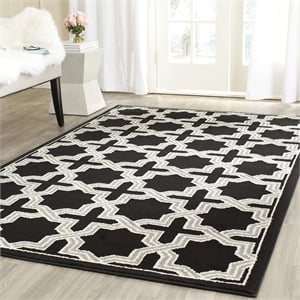 Pemberly Row Polypropylene Anthracite Indoor Outdoor Rug - 4' x 6'