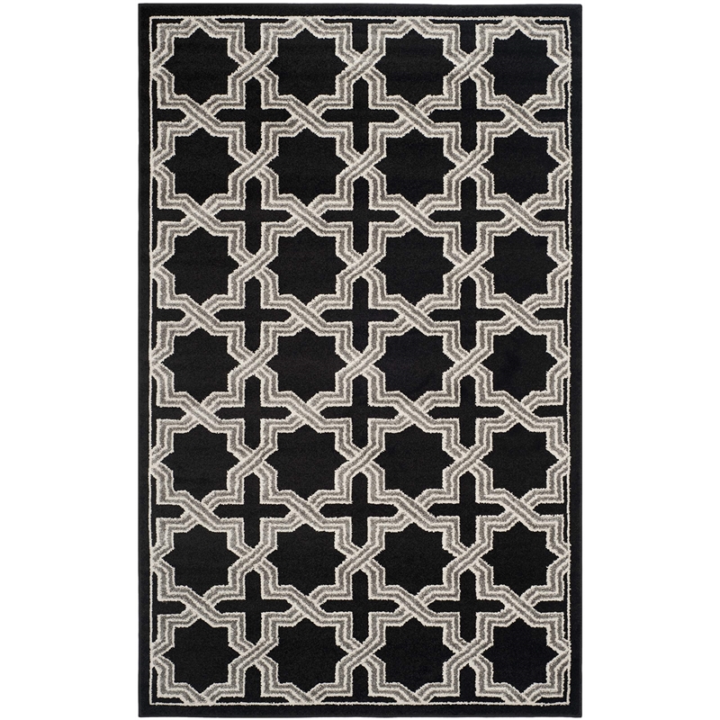 Pemberly Row Polypropylene Anthracite Indoor Outdoor Rug - 4' x 6'
