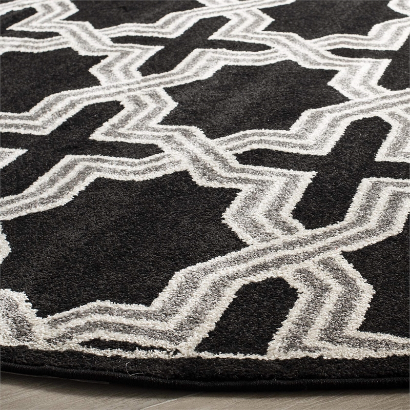 Pemberly Row Polypropylene Anthracite Indoor Outdoor Rug - Round 7'