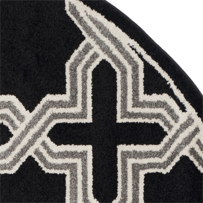 Pemberly Row Polypropylene Anthracite Indoor Outdoor Rug - Round 7'