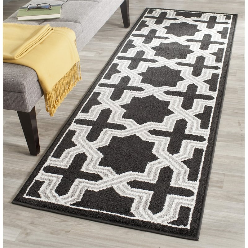 Pemberly Row Polypropylene Anthracite Indoor Outdoor Rug - Runner 2'3