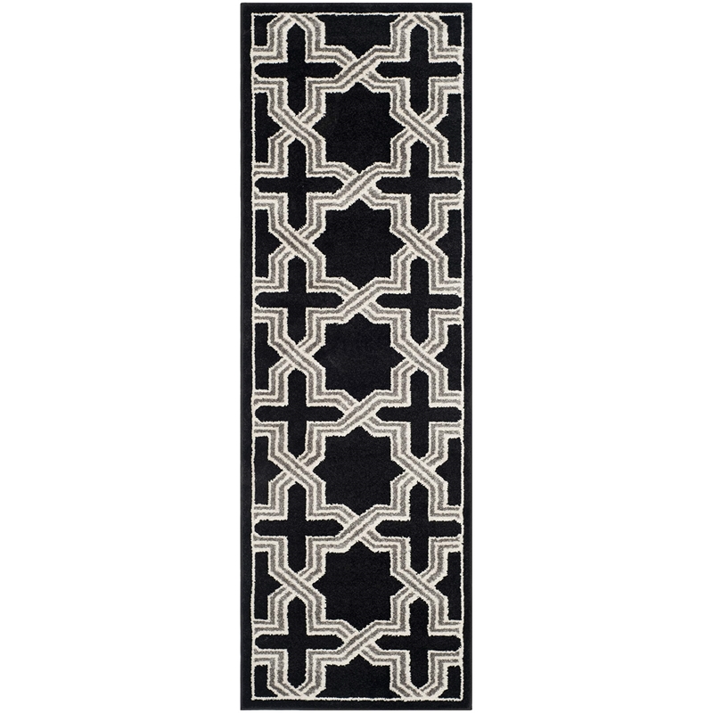 Pemberly Row Polypropylene Anthracite Indoor Outdoor Rug - Runner 2'3