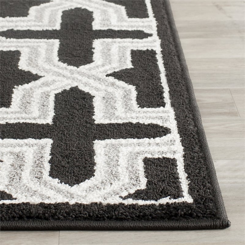 Pemberly Row Polypropylene Anthracite Indoor Outdoor Rug - Runner 2'3
